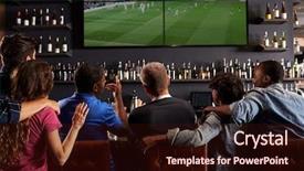  Presentation with sports bar sports bar - Amazing PPT theme having friends watching screen in bar backdrop and a wine colored foreground