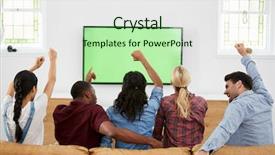  Presentation with group of sports balls - Beautiful presentation theme featuring friends watching sports on television backdrop and a soft green colored foreground