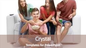  Presentation with friends show - Colorful PPT layouts enhanced with friends watching tv isolated backdrop and a coral colored foreground