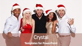  Presentation with white christmas - Presentation theme with christmas hats standing over white background and a coral colored foreground