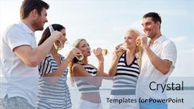  Presentation with cider - PPT layouts enhanced with friends with bottles drinking beer background and a light blue colored foreground