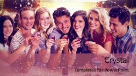  Presentation with red gold - PPT layouts featuring friends with drinks against gold background and a coral colored foreground