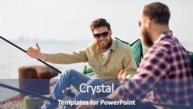  Presentation with sea fishing - Presentation theme with friends with rods on pier background and a ocean colored foreground