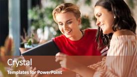  Presentation with elementary school female career day technology - Amazing presentation design having friends with tablet pc computer backdrop and a tawny brown colored foreground