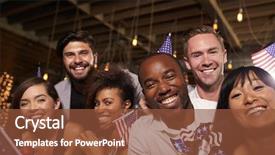  Presentation with free american flag - Presentation theme consisting of friends with us flags background and a tawny brown colored foreground