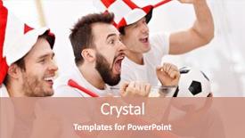  Presentation with sports - Slide set enhanced with friendship - happy male friends cheering background and a coral colored foreground