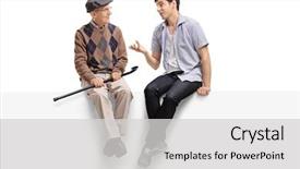  Presentation with friendship - PPT layouts featuring friendship - senior and a young man background and a light gray colored foreground