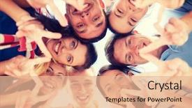  Presentation with happy holidays - PPT theme featuring friendship - summer holidays vacation happy people background and a coral colored foreground