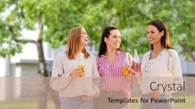  Presentation with alcoholic - Beautiful presentation theme featuring friendship-and-leisure-concept-group backdrop and a coral colored foreground