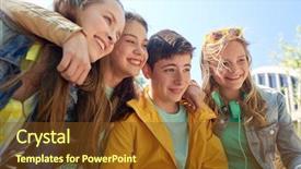  Presentation with friendship - Cool new presentation theme with friendship and people concept - group backdrop and a tawny brown colored foreground