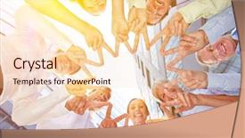  Presentation with solidarity - PPT theme with friendship and solidarity with hands background and a lemonade colored foreground