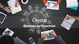  Presentation with meeting - Cool new presentation design with friendship cartoon - business meeting against cute characters backdrop and a dark gray colored foreground