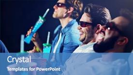  Presentation with group of happy couples - Amazing presentation design having friendship cartoon - group of happy friends sitting backdrop and a teal colored foreground