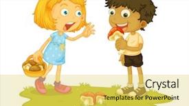  Presentation with child friendship - Amazing presentation theme having friendship cartoon - illustration of a child backdrop and a yellow colored foreground