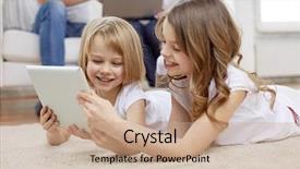  Presentation with black children and technology - Slide set with friendship cartoon - people family technology and children background and a coral colored foreground