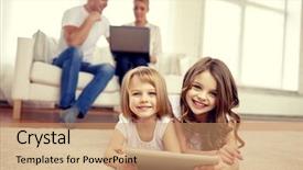  Presentation with technology and children - Cool new PPT layouts with friendship cartoon - people family technology and children backdrop and a coral colored foreground