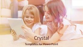  Presentation with family children - Presentation theme having friendship cartoon - people family technology and children background and a lemonade colored foreground