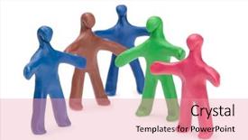  Presentation with cartoon - Colorful slides enhanced with friendship cartoon - team fellows from color plasticine backdrop and a coral colored foreground