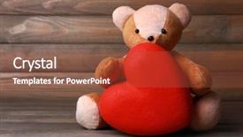  Presentation with teddy bear - Beautiful theme featuring friendship cartoon - teddy bear with red heart backdrop and a tawny brown colored foreground