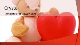 Presentation with teddy bear - Beautiful slide set featuring friendship cartoon - teddy bear with red heart backdrop and a lemonade colored foreground