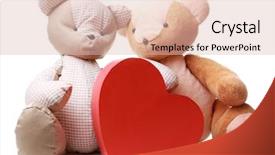  Presentation with heart - Theme consisting of friendship cartoon - teddy bears with red heart background and a lemonade colored foreground