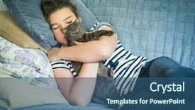  Presentation with teenage - Colorful presentation design enhanced with friendship cartoon - teenage girl sleeps backdrop and a ocean colored foreground