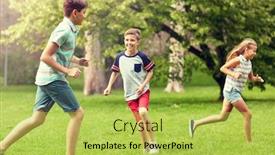  Presentation with kids playing - Amazing presentation having friendship-childhood-leisure-and-people backdrop and a yellow colored foreground