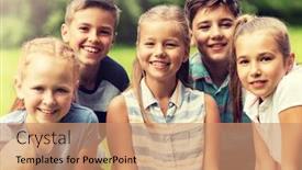  Presentation with happy kids - Theme featuring friendship-childhood-leisure-and-people background and a coral colored foreground