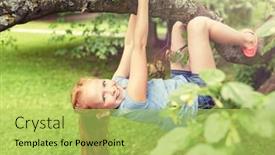  Presentation with childhood - Amazing PPT theme having friendship-childhood-leisure-and-people backdrop and a yellow colored foreground