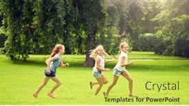  Presentation with kids playing - Cool new presentation design with friendship-childhood-leisure-and-people backdrop and a yellow colored foreground