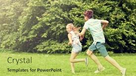  Presentation with kids playing - Theme having friendship-childhood-leisure-and-people background and a yellow colored foreground