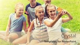  Presentation with friendship - Audience pleasing slides consisting of friendship-childhood-technology-and-people backdrop and a lemonade colored foreground