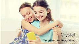  Presentation with girl teens - Slides enhanced with friendship concept - happy little girl background and a lemonade colored foreground