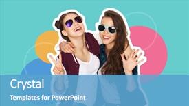  Presentation with people collage - PPT theme featuring friendship concept - magazine style collage background and a teal colored foreground