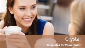  Presentation with communication - Slide deck with friendship concept - smiling young women background and a coral colored foreground