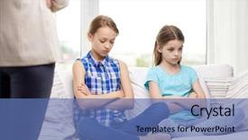  Presentation with hands of children - PPT theme enhanced with friendship concept - upset feeling guilty background and a ocean colored foreground