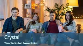  Presentation with entertainment - Slides enhanced with friendship entertainment and leisure concept background and a ocean colored foreground