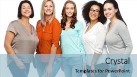  Presentation with diverse women - PPT layouts enhanced with friendship fashion body positive diverse background and a light blue colored foreground