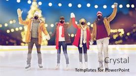  Presentation with rink - Theme having friendship-gesture-christmas-and-leisure background and a sky blue colored foreground