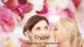  Presentation with friendship - Cool new PPT layouts with friendship happiness and people concept - two smiling women whispering gossip backdrop and a lemonade colored foreground