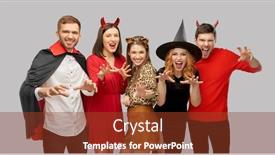  Presentation with happy holiday - PPT theme having friendship-holiday-and-people-concept background and a tawny brown colored foreground