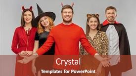  Presentation with happy-holiday - Colorful slide deck enhanced with friendship-holiday-and-people-concept backdrop and a tawny brown colored foreground