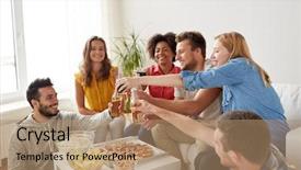  Presentation with junk food - Audience pleasing theme consisting of friendship holidays fast food backdrop and a coral colored foreground