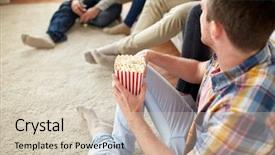  Presentation with junk food - PPT theme enhanced with friendship junk food and people background and a  colored foreground