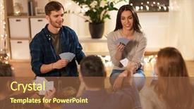  Presentation with playing cards - Colorful theme enhanced with friendship leisure and entertainment concept backdrop and a tawny brown colored foreground