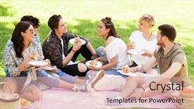  Presentation with fast food - Beautiful PPT layouts featuring friendship leisure and fast food backdrop and a coral colored foreground