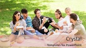  Presentation with fast food - PPT theme consisting of friendship leisure and fast food background and a coral colored foreground