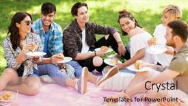  Presentation with fast food - PPT theme consisting of friendship leisure and fast food background and a coral colored foreground