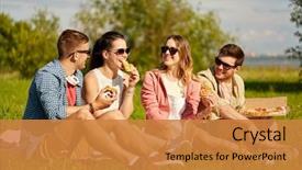  Presentation with friendship - Beautiful slides featuring friendship leisure and food concept backdrop and a gold colored foreground