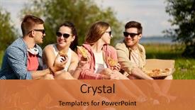  Presentation with friendship - Slides with friendship leisure and food concept background and a coral colored foreground